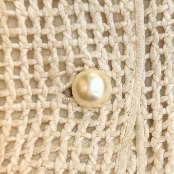 Chanel SS13 Ivory Open Knit Double Breasted Silk Sleeveless Dress - Picture 7 of 12